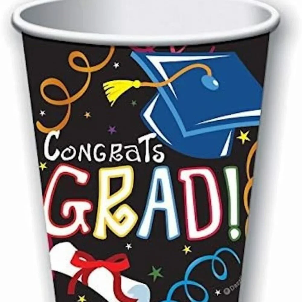 Graduation Party Cups 9oz Paper 8ct Forum Novelties Congrats Grad Tableware